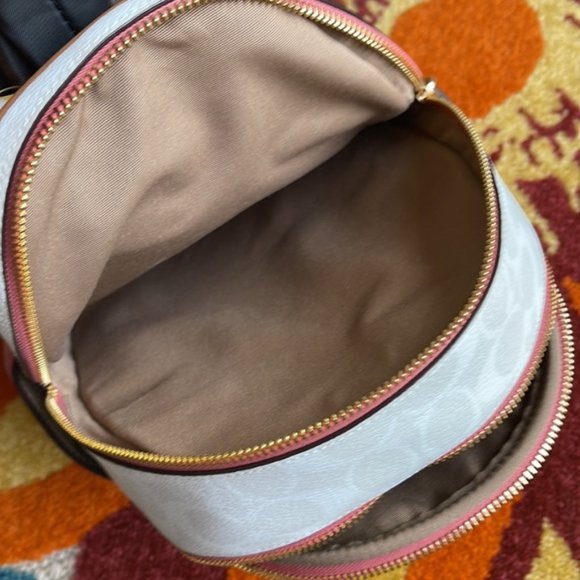 Coach Mini Court Backpack In Signature Canvas With Butterfly Chalk / Taffy Multi - Picture 7 of 16